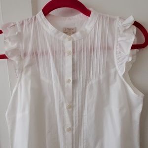 J Crew Factory white cotton ruffle blouse top 2P